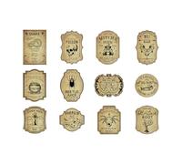 Wine Bottle Labels, 12 Pieces Sturdy Beverage Stickers, 5.90 Inches Compact & Reusable, Drinks Adhesive Label for Halloween, Wedding, Family Gathering, Kitchen, Pantry, and Friends
