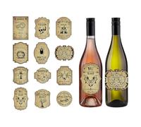 Wine Bottle Labels, 12 piezas Beverage Stickers, Adhesive Drink Labels, Halloween Themed Decorations Design, for Wedding, Family Gathering, Kitchen, Pantry, Friends,