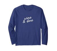 Wine & Dine Guión Divertido y Minimalista de Wine Mom Manga Larga
