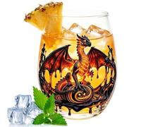 Wine Glass 400ml Champagne Cocktail Drinkware with 2d Printed Dragon