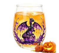 Wine Glass | 400ml Halloween Stemless Glassware with 2d Printed Dragon