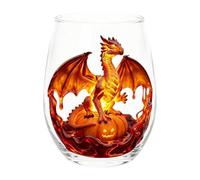 Wine Glass | 400ml Halloween Stemless Glassware with 2d Printed Dragon