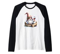 Wine Gnome Grandpa In Kayak With Canoe Paddle Funny Drinking Camiseta Manga Raglan
