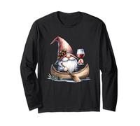 Wine Gnome Grandpa In Kayak With Canoe Paddle Funny Drinking Manga Larga