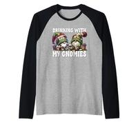 Wine Gnomes For Women and Men Funny Drinking with My Gnomies Camiseta Manga Raglan