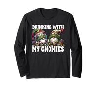 Wine Gnomes For Women and Men Funny Drinking with My Gnomies Manga Larga