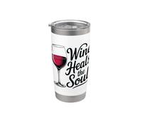 Wine Heals the Soul Vintage Copa de vino Sommelier Broma Vaso térmico de acero inoxidable de doble pared