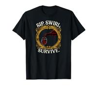 Wine Lover Sip Swirl Survive Funny Red Wine Tasting Camiseta