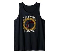 Wine Lover Sip Swirl Survive Funny Red Wine Tasting Camiseta sin Mangas