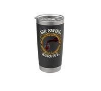 Wine Lover Sip Swirl Survive Funny Red Wine Tasting Vaso térmico de acero inoxidable de doble pared
