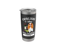 Wine Makes Everything Fine Cavalier King Charles Spaniel Dog Vaso térmico de acero inoxidable de doble pared