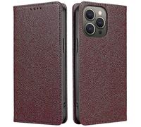 (Wine Red, Multicolor) iPhone 13 Pro Max Case: RFID-Blocking, Strong Magnetic Leather Wallet Cover - Orange New Release