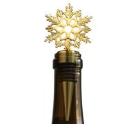 Wine Saver - Reusable Christmas Snowflake Metal Bottle Stopper for Party Drinks | Airtight Wine Sealer Cap, Elegant Reclosure Accessory for Home Bar Restaurant Champagne Use, 11.2x4.9x2cm Gold Silver
