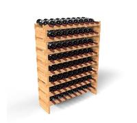Wine Stack Estante de vino independiente apilable de bambú para 72 botellas, sin montaje de herramientas, duradero, almacenamiento de botellas de vino y licor para espacios pequeños