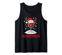 Winedeer Funny Santa Hat Reindeer Couple Christmas Matching Camiseta sin Mangas