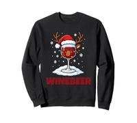 Winedeer Funny Santa Hat Reindeer Couple Christmas Matching Sudadera