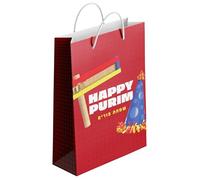 Winfaire Purim Bolsas de regalo - Paquete de 12 bolsas Purim para Mishloach Manot - Cajas y bolsas Purim a granel - Bolsas y cajas Happy Purim - Grande - Diseño multicolor
