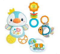 winfun 46886 - Set Juguetes para bebé recién Nacido con Luces y Sonido/Incluye sonajero, mordedor, Espejo y Teclado Musical/Regalo para bebés, Juguetes para bebés