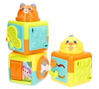 winfun Cubos apilables Animales, 3 Piezas, Colores Vivos, Actividades interactivas, Texturas, Bloques construcción niños, Encajables, Juguete sensorial, +3 Meses (39363)