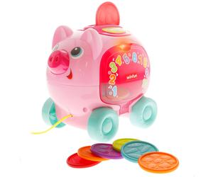 Winfun Hucha cerdito de arrastre con luz, sonidos y frases en español e inglés