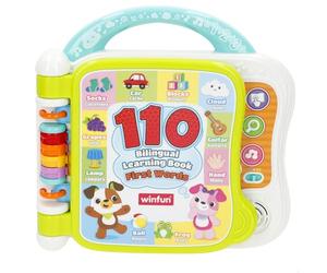 Winfun Libro de Aprendizaje bilingüe, Español e inglés, 11 páginas Coloridas, 3 Modos de Juego, 10 categorías, Sonidos y melodías, Asa de Agarre, Libros educativos, Juguetes niños +12 Meses (39369)