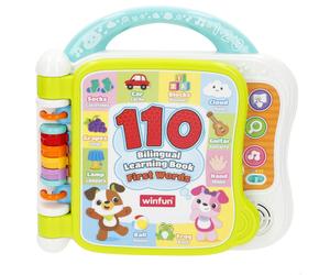 Winfun - Libro educativo infantil bilingüe, español e inglés, 11 páginas ilustradas, 3 modos de juego, 110 nuevas palabras, +128 sonidos y melodías, asa de transporte, libro de aprendizaje, juguetes