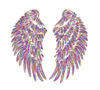 Wing Embroidery Patch - Iron On Aplique | 19,5 x 8 cm 27 x 12 cm 33 x 16 cm decorativo con adhesivo Backing For Jeans Jackets Hoodies Shirts Shoes Dresses Handicraft DIY