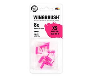 WINGBRUSH® Juego de recambio de cepillo interdental XS (ISO 0) 8 cepillos de cambio + estuche de viaje | Conocido por "La cueva de los leones"