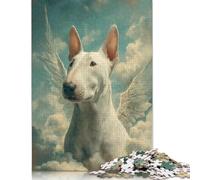 Winged Bull Terrier in The Clouds Bull Terrier Remembrance Puzzle Imposible,desafío para Adultos Juego Educativo 1000 Piezas Obra De Arte De Juego De para Adultos Y Niños 1000pcs (75x50cm)