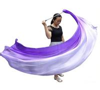 Winged Sirenny 90" Play Silk Scarf with POI Ball, Colorful Silk Flag Ribbon Streamer, Belly Dance Practice VOI, Single Piece (longside Purple Fading)