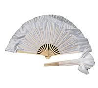 Winged Sirenny Abanicos Cortos de Seda 10 cm para Danza Folklórica China, Tribal, Fusión - Hechos a Mano, Colores Vibrantes, Ideal para Actuaciones y Decoración del Hogar (Blanco)