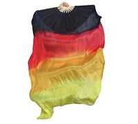 Winged Sirenny Abanicos de Velo de Seda para Danza del Vientre, Árabe, Tribal y Fusión, Velo Extragrande 180x114 cm Pintado a Mano, para Bailar, Festivales y Espectáculos, 1 Par (Iluminación)