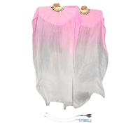 Winged Sirenny Abanicos Poi 150cm, Abanicos Velos Seda con Cuerdas de Poi, para Danza Tribal, Bellydance, Flow Arts, Remaches Tornillo Ajustables, Bolsa Transporte (rosa-blanco)