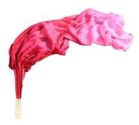 Winged Sirenny Abanicos POI 150cm, Abanicos Velos Seda con Cuerdas de POI, para Danza Tribal, Bellydance, Flow Arts, Remaches Tornillo Ajustables, Bolsa Transporte (Degradado Burdeos)