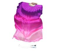 Winged Sirenny Abanicos Poi 150cm, Abanicos Velos Seda con Cuerdas de Poi, para Danza Tribal, Bellydance, Flow Arts, Remaches Tornillo Ajustables, Bolsa Transporte (púrpura-rosa-rosa pálido)