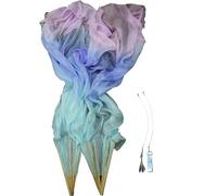 Winged Sirenny Abanicos Poi 150cm, Abanicos Velos Seda con Cuerdas de Poi, para Danza Tribal, Bellydance, Flow Arts, Remaches Tornillo Ajustables, Bolsa Transporte (pastel misterio)