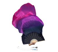 Winged Sirenny Abanicos Poi 150cm, Abanicos Velos Seda con Cuerdas de Poi, para Danza Tribal, Bellydance, Flow Arts, Remaches Tornillo Ajustables, Bolsa Transporte (negro-morado-rosa)