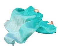 Winged Sirenny Abanicos Poi 150cm, Abanicos Velos Seda con Cuerdas de Poi, para Danza Tribal, Bellydance, Flow Arts, Remaches Tornillo Ajustables, Bolsa Transporte (pavo real degradado)