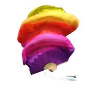 Winged Sirenny Abanicos Poi 150cm, Abanicos Velos Seda con Cuerdas de Poi, para Danza Tribal, Bellydance, Flow Arts, Remaches Tornillo Ajustables, Bolsa Transporte (Alma del Atardecer)