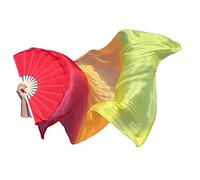 Winged Sirenny Abanicos Poi 150cm, Abanicos Velos Seda con Cuerdas de Poi, para Danza Tribal, Bellydance, Flow Arts, Remaches Tornillo Ajustables, Bolsa Transporte (Fuego)