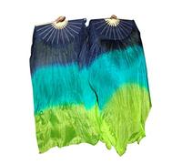 Winged Sirenny Abanicos Poi 150cm, Abanicos Velos Seda con Cuerdas de Poi, para Danza Tribal, Bellydance, Flow Arts, Remaches Tornillo Ajustables, Bolsa Transporte (azul marino-verde pavo real)