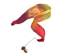 Winged Sirenny Cinta Fluida de Seda Natural para Baile y Arte 250cm, Heraldo para Danza Tribal, Fusión y Taller, Listón Streamer con Vara de Fibra de Vidrio y Gancho Giratorio, Fuego al Amanecer