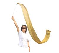 Winged Sirenny Cinta Fluida de Seda Natural para Baile y Arte 250cm, Heraldo para Danza Tribal, Fusión y Taller, Listón Streamer con Vara de Fibra de Vidrio y Gancho Giratorio, Vara de Oro