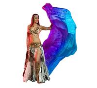 Winged Sirenny Fluide Velo Seda Danza Vientre 3 Colores Degradado, Manto Fluido Belly Dance Tribal Fusion Espectáculo Talleres Baile, Incluye Bolsa Transporte, turquesa/azul/morado