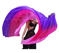 Winged Sirenny Fluide Velo Seda Danza Vientre 3 Colores Degradado, Manto Fluido Belly Dance Tribal Fusion Espectáculo Talleres Baile, Incluye Bolsa Transporte, morado/rosa/rosa