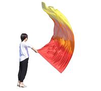 Winged Sirenny Ligera Bandera Flex de Seda para Danza 89x178 cm, Estandarte Pintado a Mano, para Baile Espiritual, Tribal, Fusión y Performance. Incluye Vara Flexible Portátil (Amarillo Naranja Rojo)