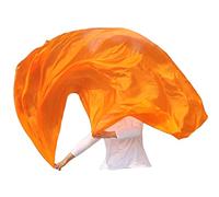 Winged Sirenny Seda Velo de Danza del Vientre-Lisos de Colores, Dinámico Translúcido Accesorio de Danza Arabe,naranja