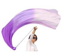 Winged Sirenny Velo de Seda POI 230cm - Danza del Vientre, Arte Flujo y Espectáculos | Colores Vibrantes para Festivales y Baile Tribal (Degradado Morado)