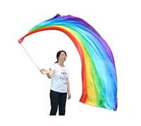 Winged Sirenny Velo de Seda POI 230cm - Danza del Vientre, Arte Flujo y Espectáculos | Colores Vibrantes para Festivales y Baile Tribal (Arco Iris)
