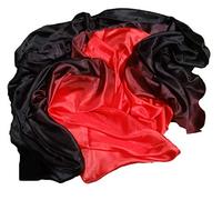 Winged Sirenny Velo de Seda Rectangular para Danza del Vientre 2 Colores, Ligera Pañuelo Tribal Danza Fusión Tejido Artístico Fluido Profesional, negro-rojo